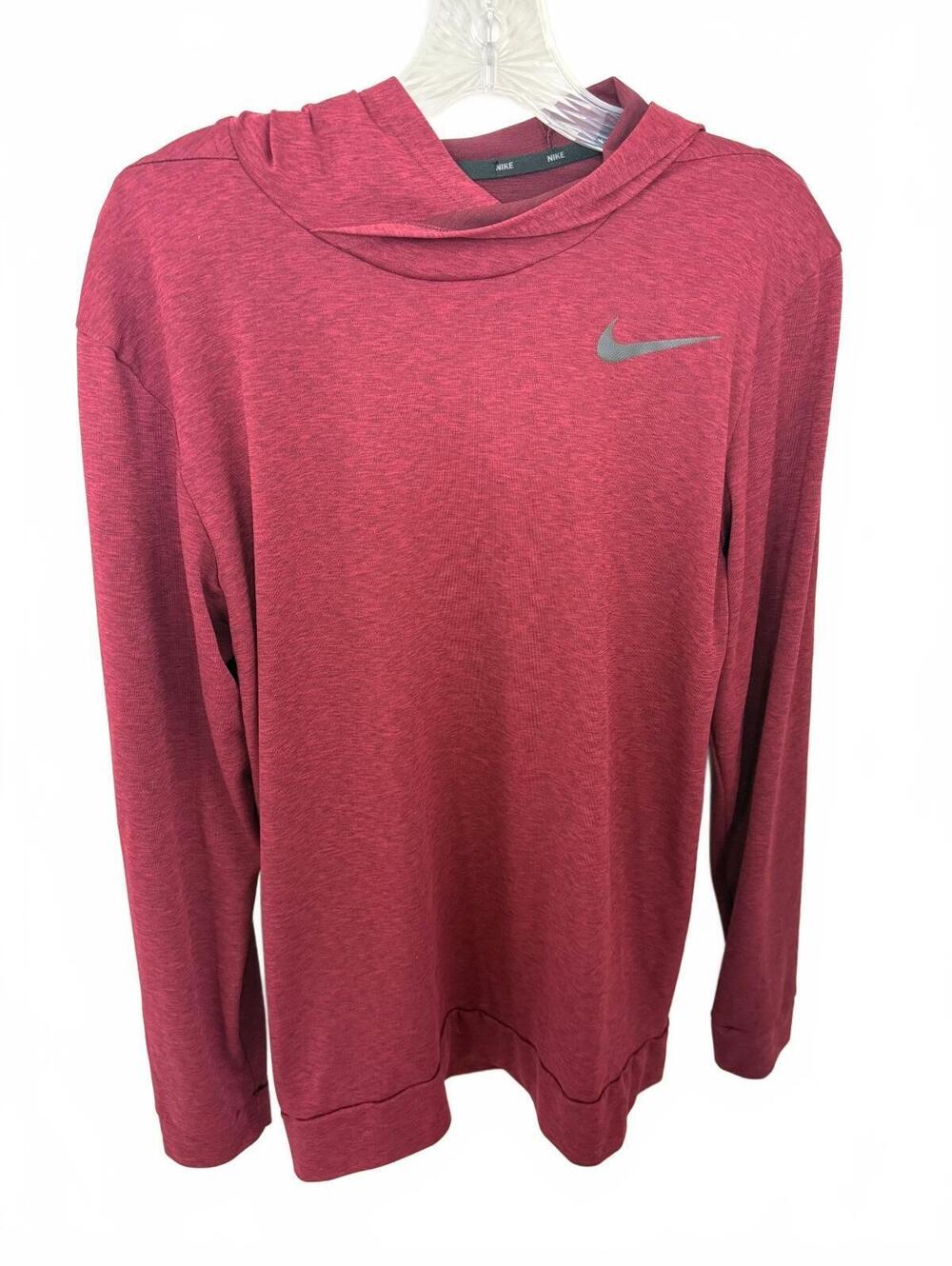 Nike Dri-FIT Red Hooded Long Sleeve Shirt Medium